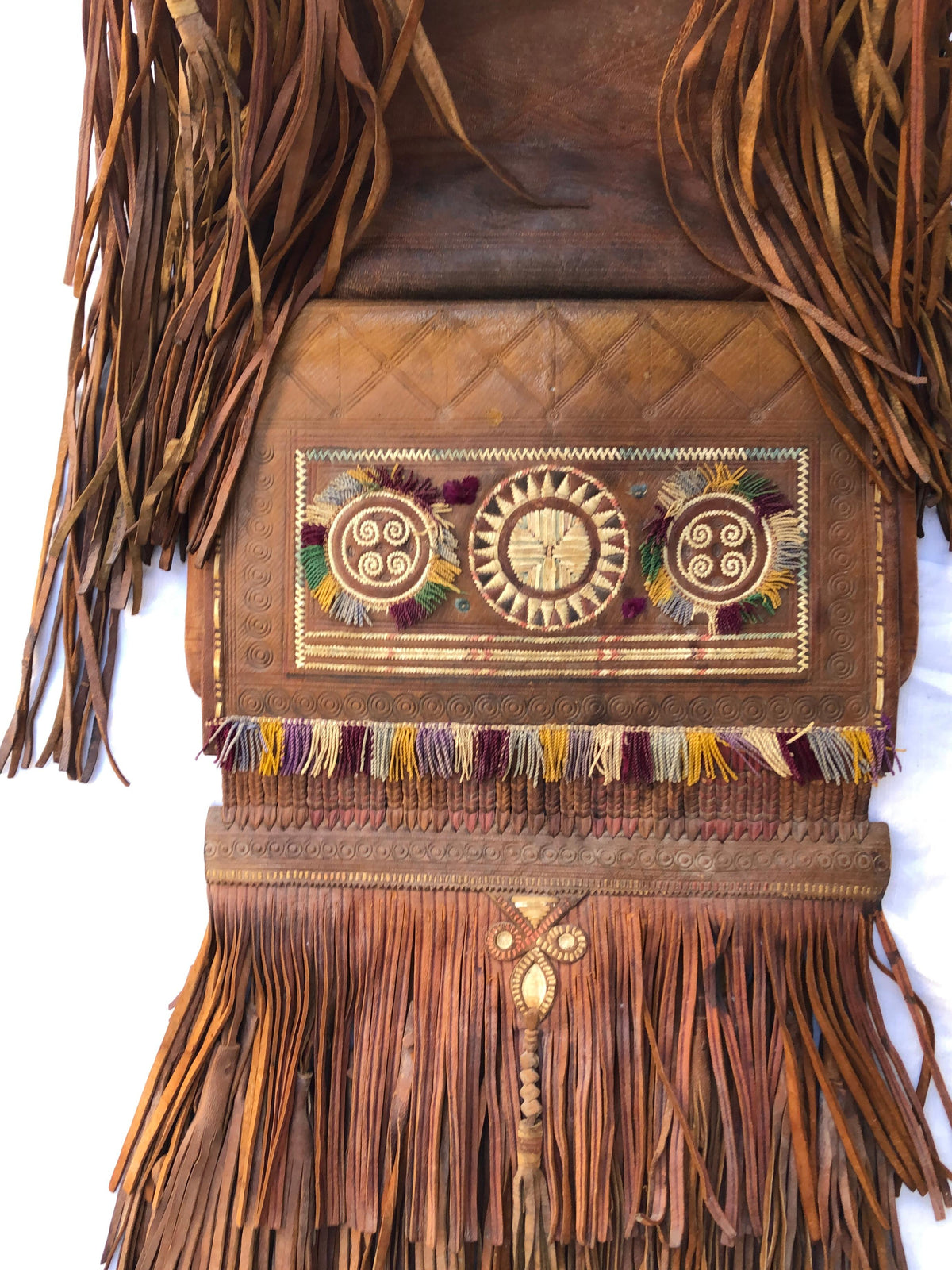 Large Hand-Crafted Leather Tribal Tuareg Berber Sahara Bag — detail 4