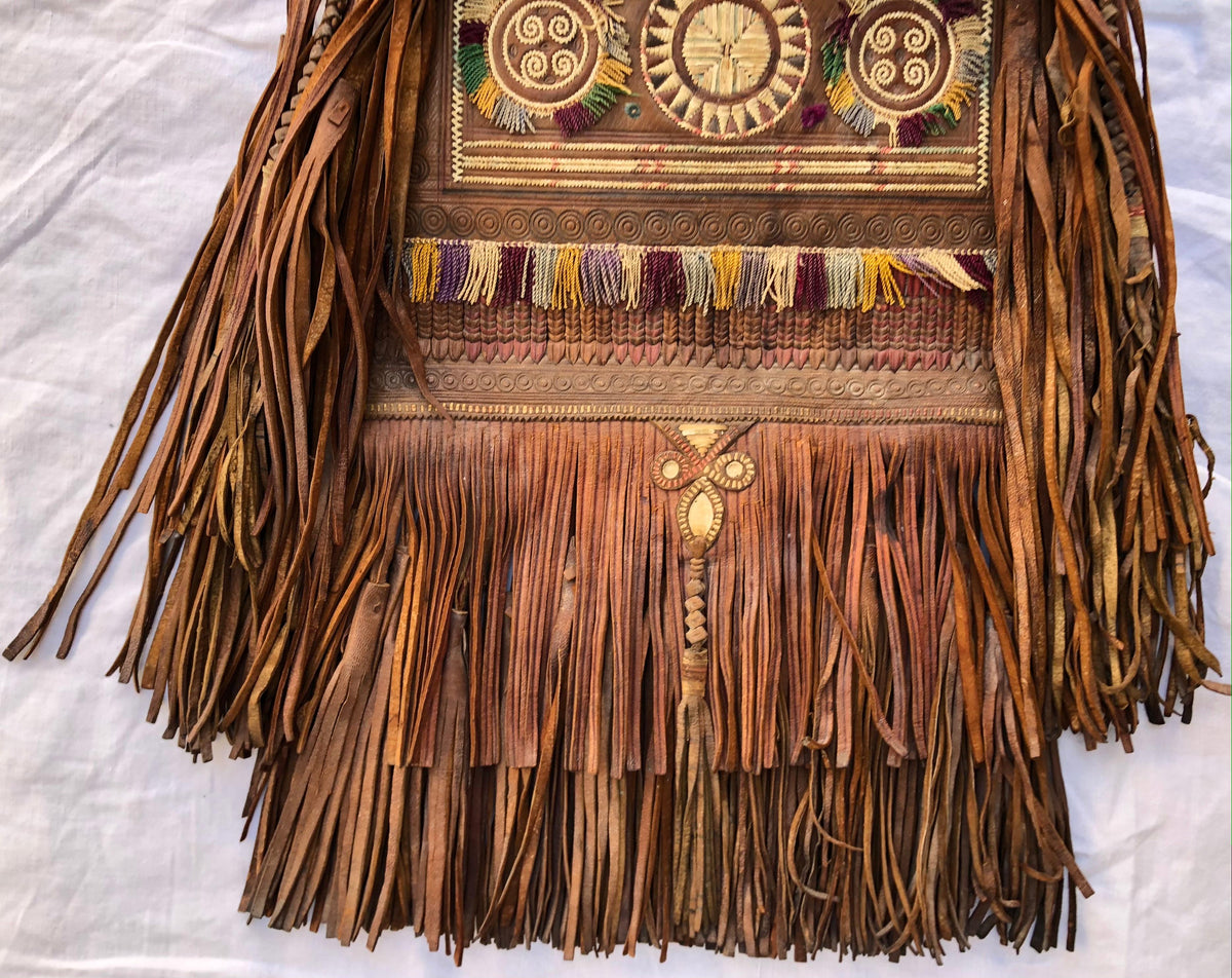 Large Hand-Crafted Leather Tribal Tuareg Berber Sahara Bag — detail 3