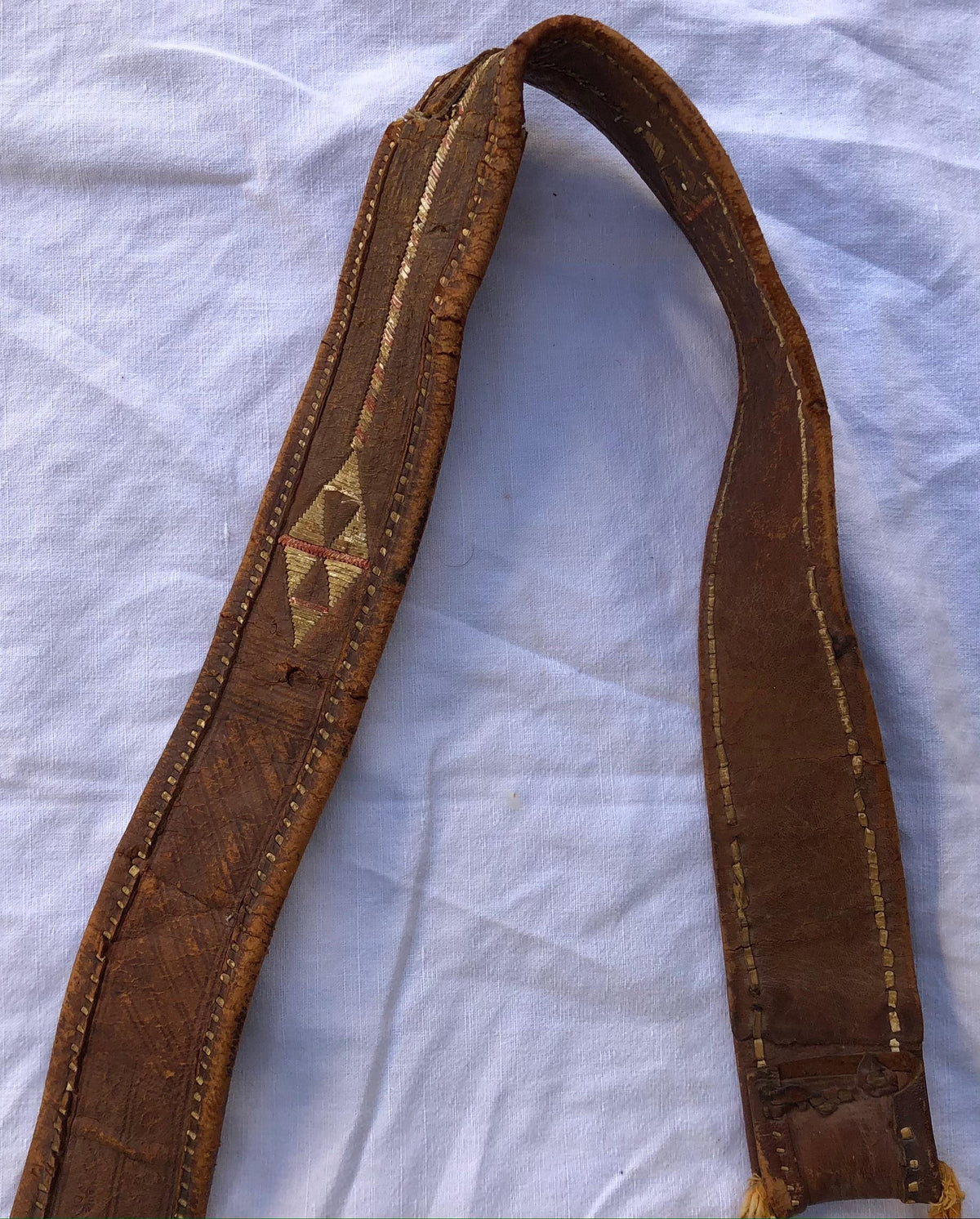 Large Hand-Crafted Leather Tribal Tuareg Berber Sahara Bag — detail 8