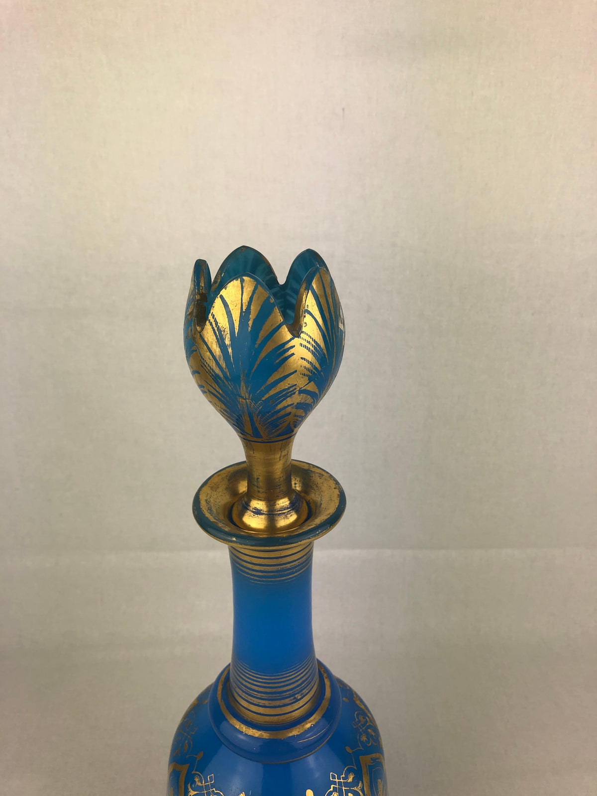 Baccarat Blue Opaline Bubble Bath Bottle with Top Napoleon III Era — detail 3