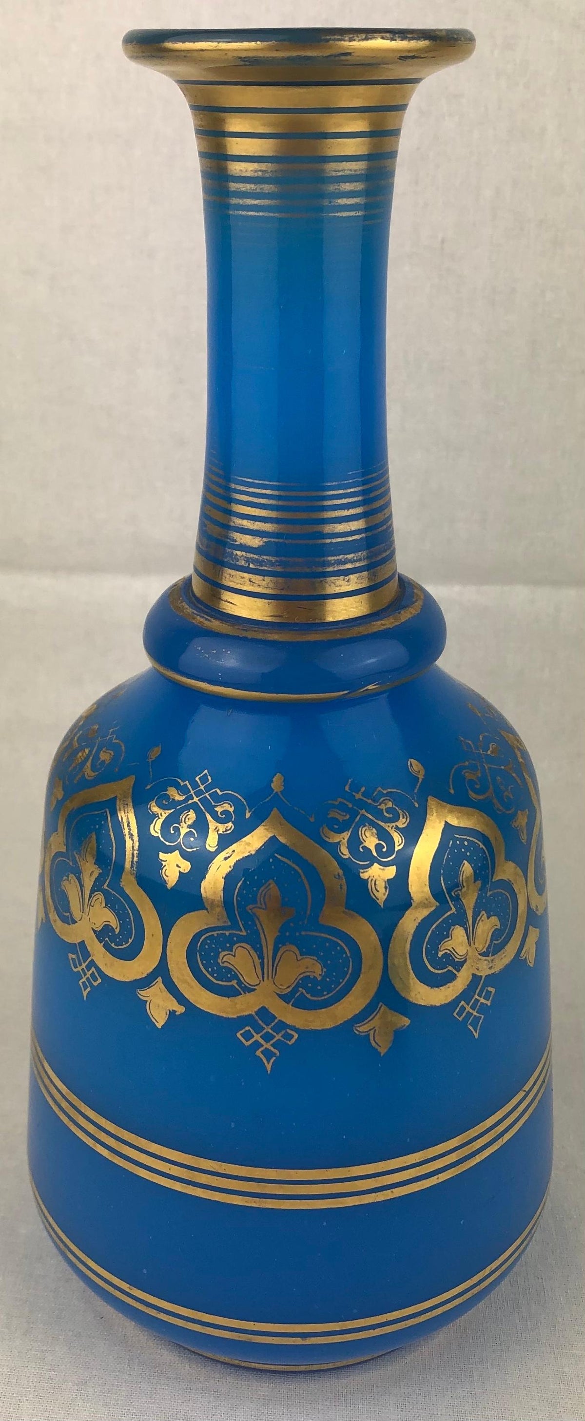 Baccarat Blue Opaline Bubble Bath Bottle with Top Napoleon III Era — detail 5