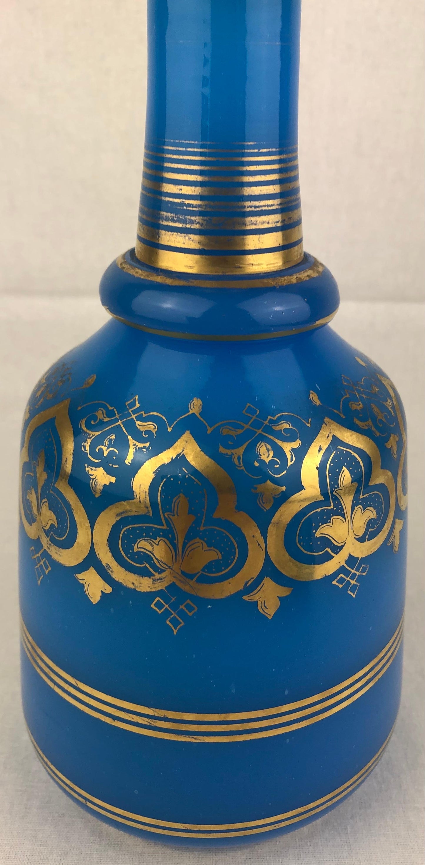 Baccarat Blue Opaline Bubble Bath Bottle with Top Napoleon III Era — detail 4