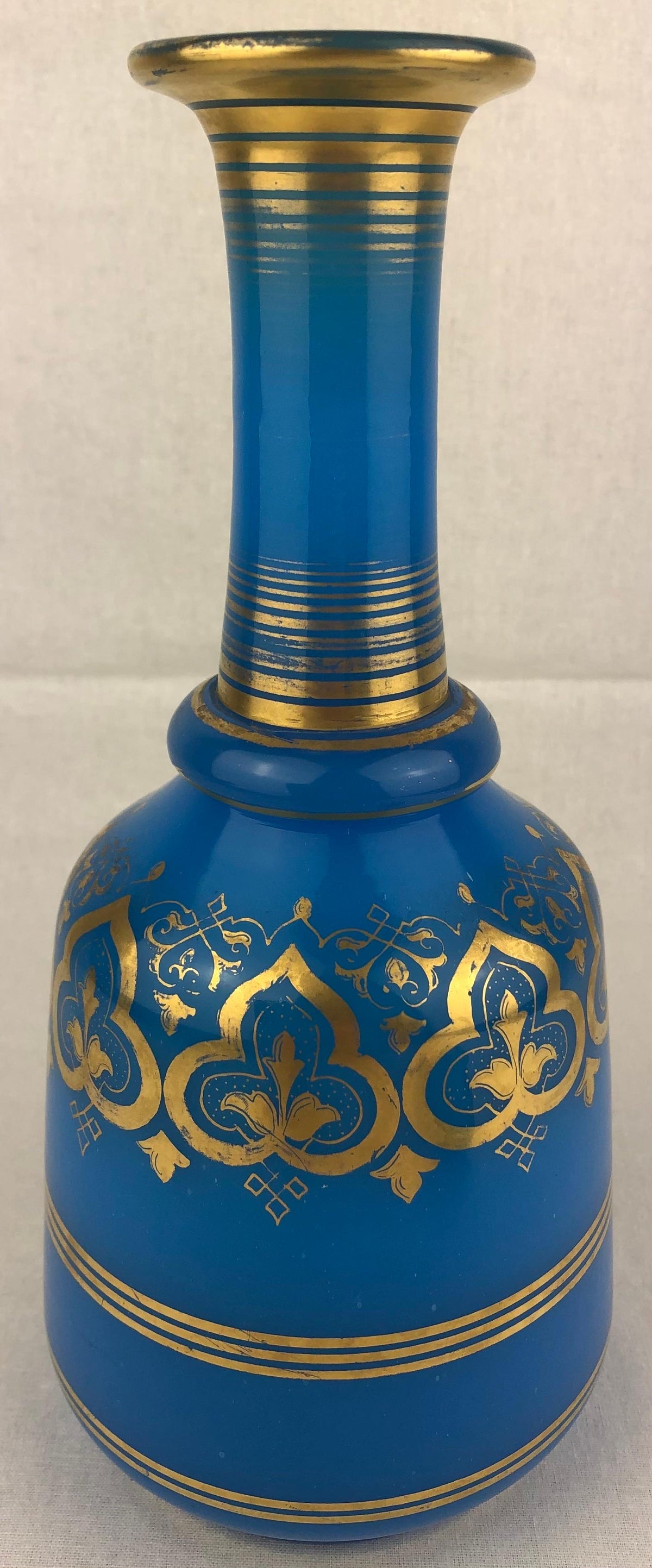 Baccarat Blue Opaline Bubble Bath Bottle with Top Napoleon III Era — detail 6