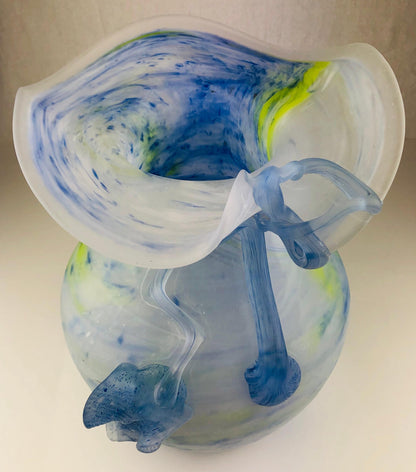 Large Midcentury French Pâte de Verre or Molten Art Glass Vase — detail 3