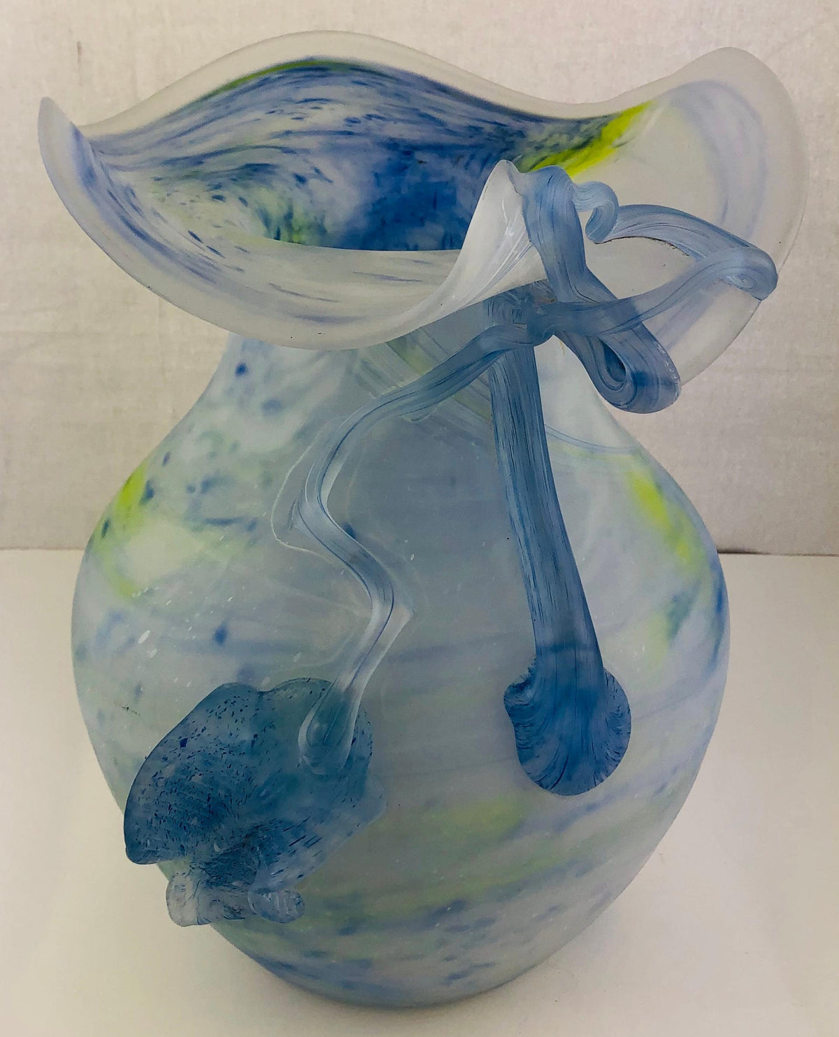 Large Midcentury French Pâte de Verre or Molten Art Glass Vase — detail 4