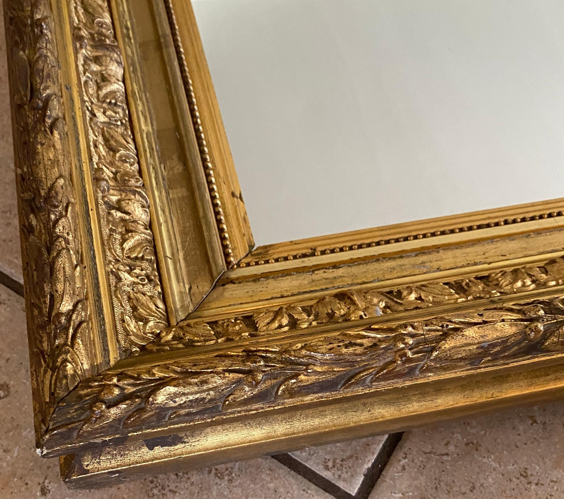 Large Louis XVI Style Giltwood Mirror — detail 3