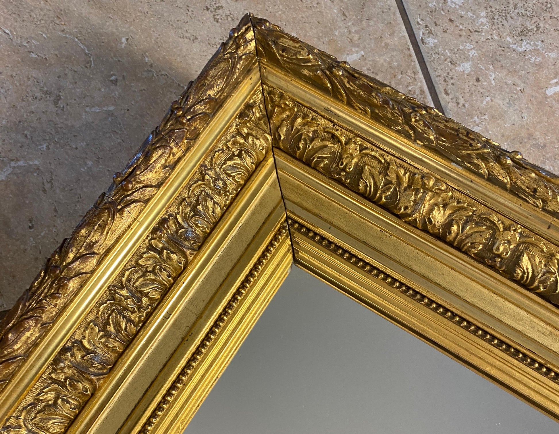 Large Louis XVI Style Giltwood Mirror — detail 5