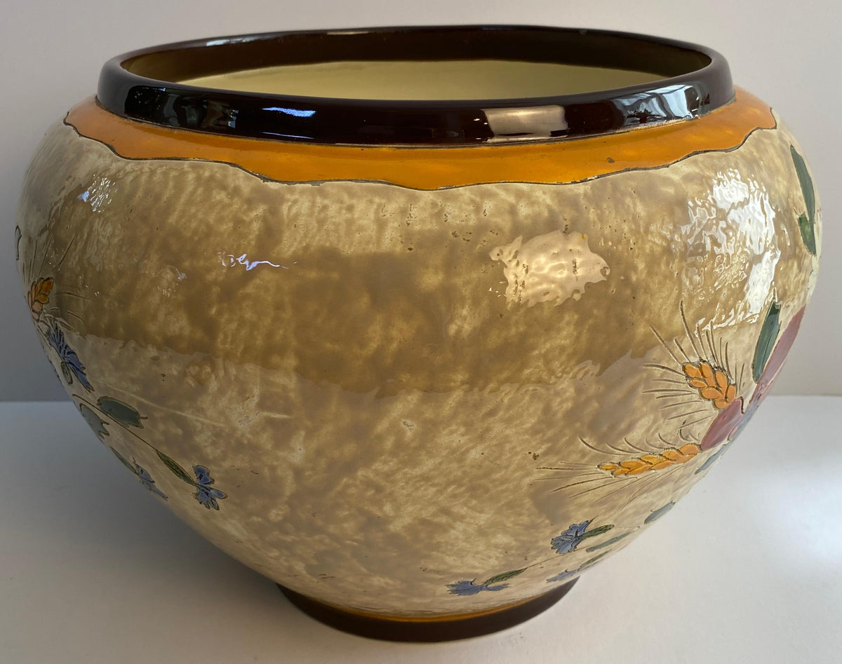 Large Signed Jérôme Massier Hand-Painted French Art Pottery Ceramic Bowl — detail 6