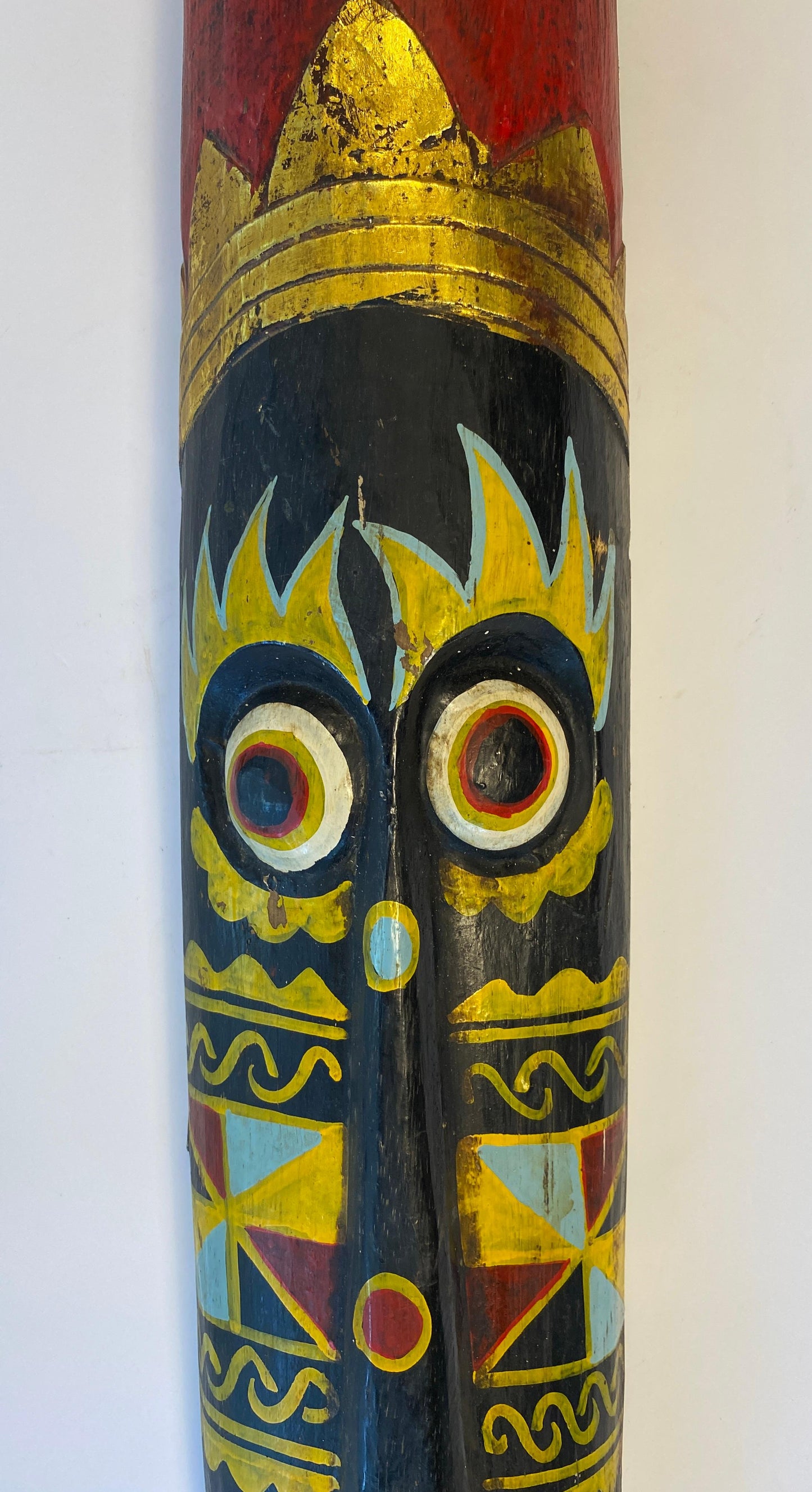 Hand-Carved Painted Wooden Tribal Mask, Folk Art, 20th Century, USA — detail 3