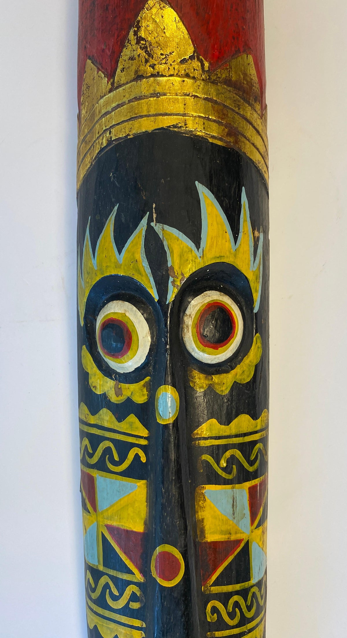 Hand-Carved Painted Wooden Tribal Mask, Folk Art, 20th Century, USA — detail 3