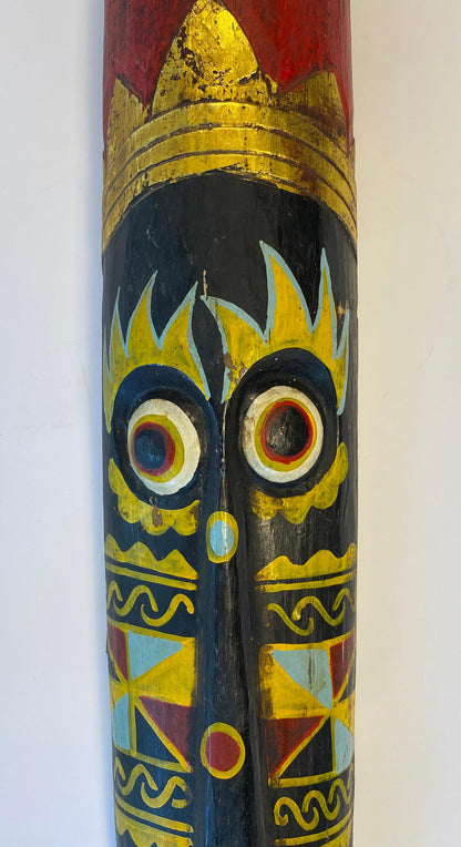 Hand-Carved Painted Wooden Tribal Mask, Folk Art, 20th Century, USA — detail 3