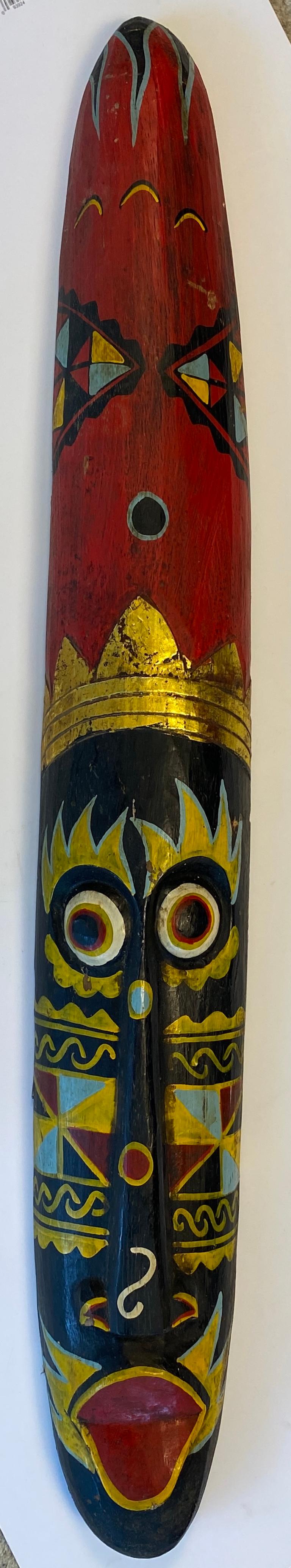 Hand-Carved Painted Wooden Tribal Mask, Folk Art, 20th Century, USA — detail 4