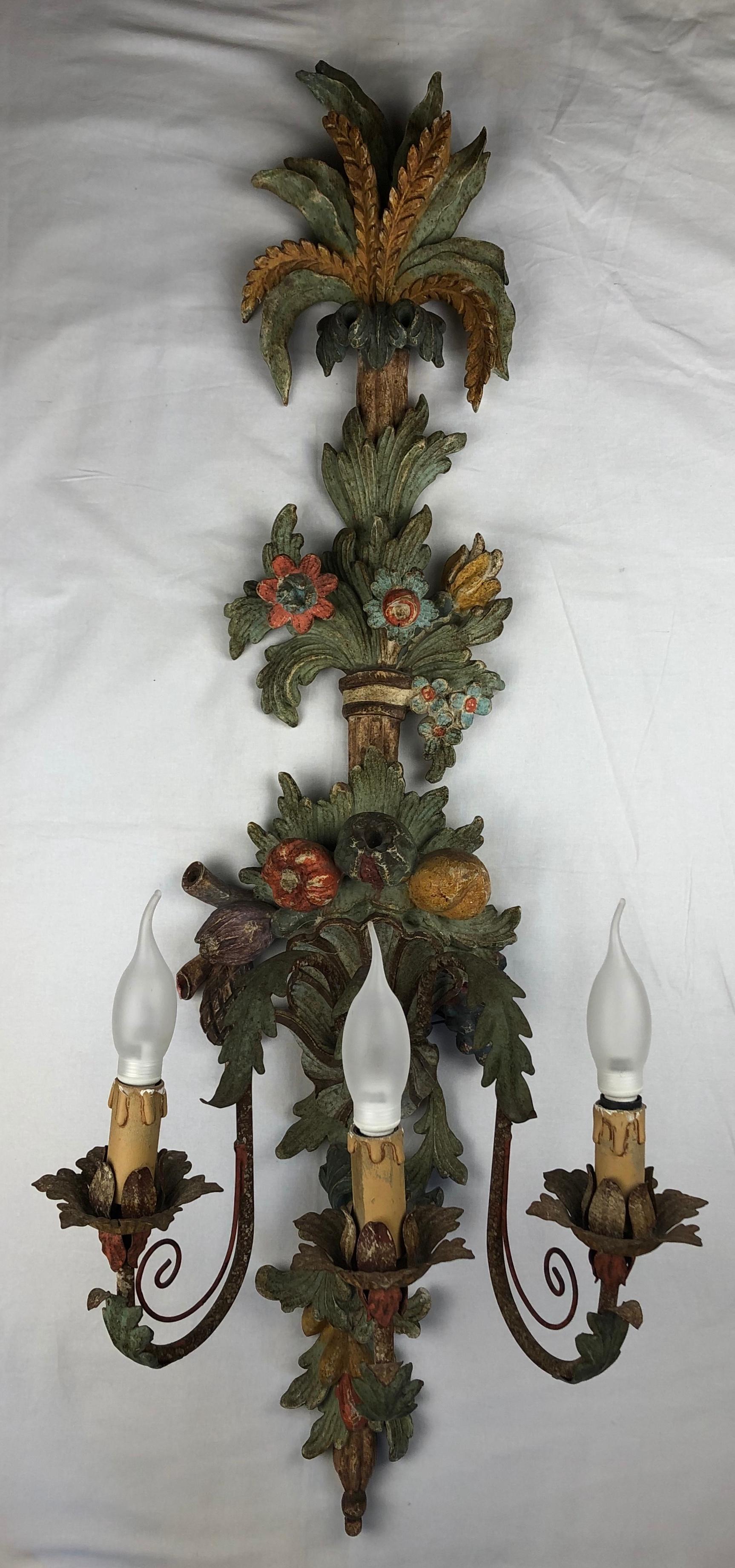 Large Italian Renaissance Hand Carved Wall Sconce — detail 4
