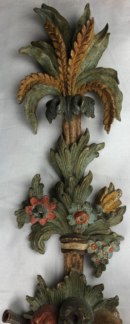 Large Italian Renaissance Hand Carved Wall Sconce — detail 2