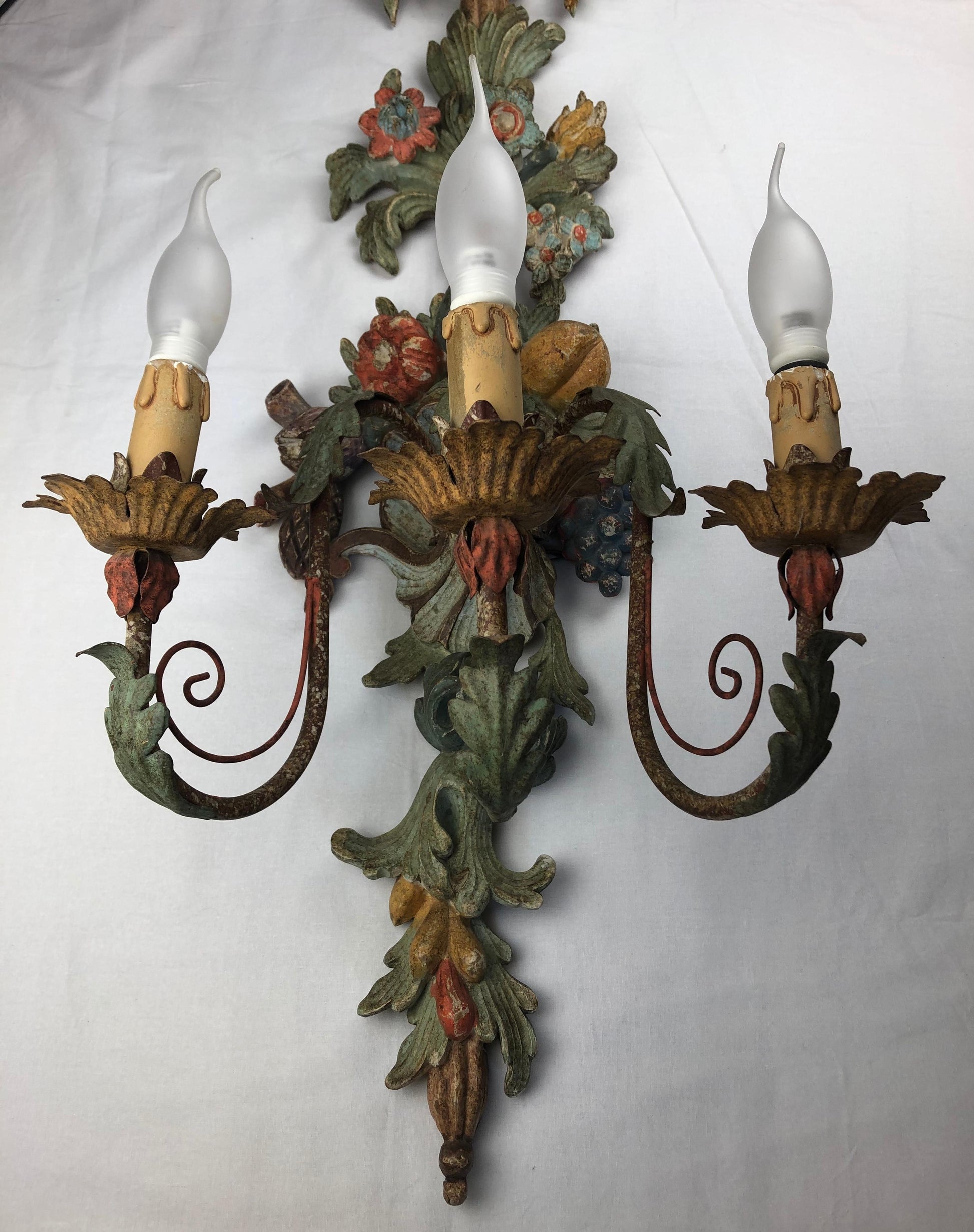 Large Italian Renaissance Hand Carved Wall Sconce — detail 5