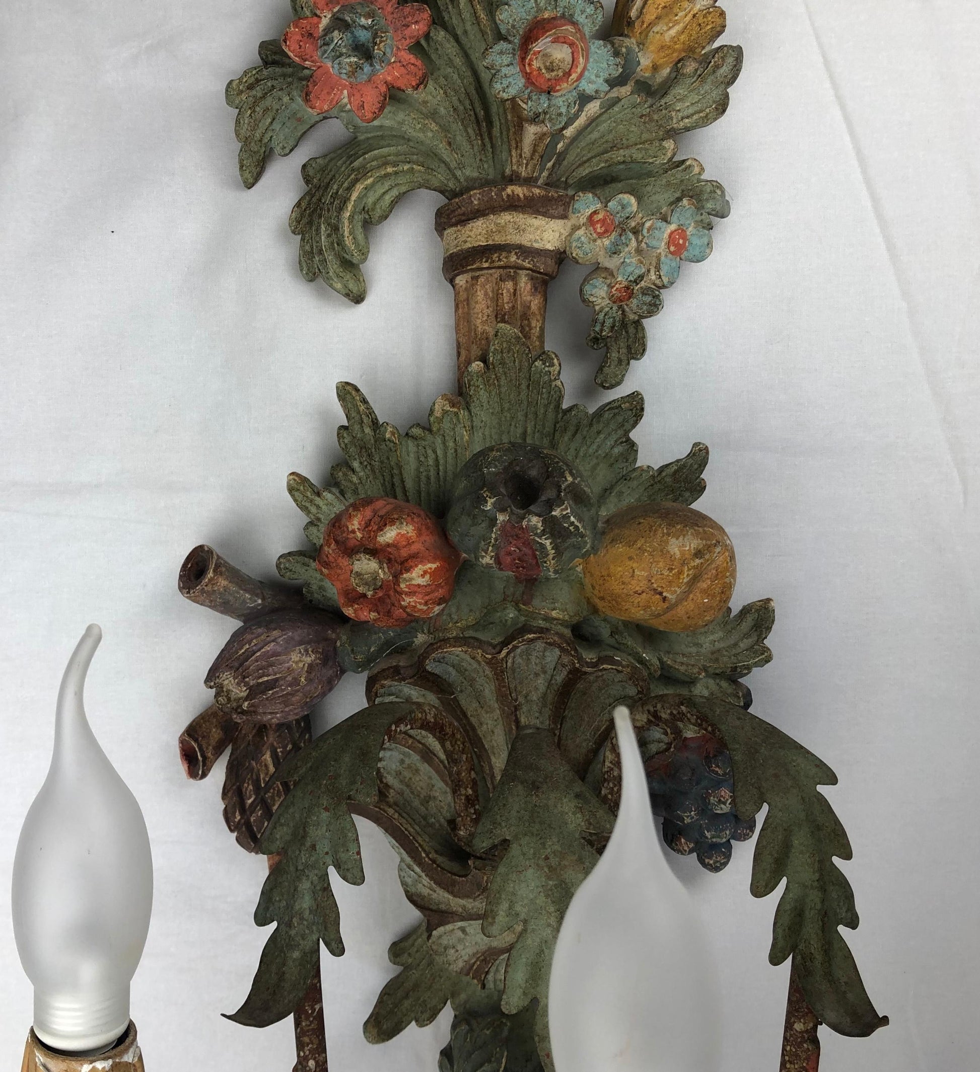 Large Italian Renaissance Hand Carved Wall Sconce — detail 6