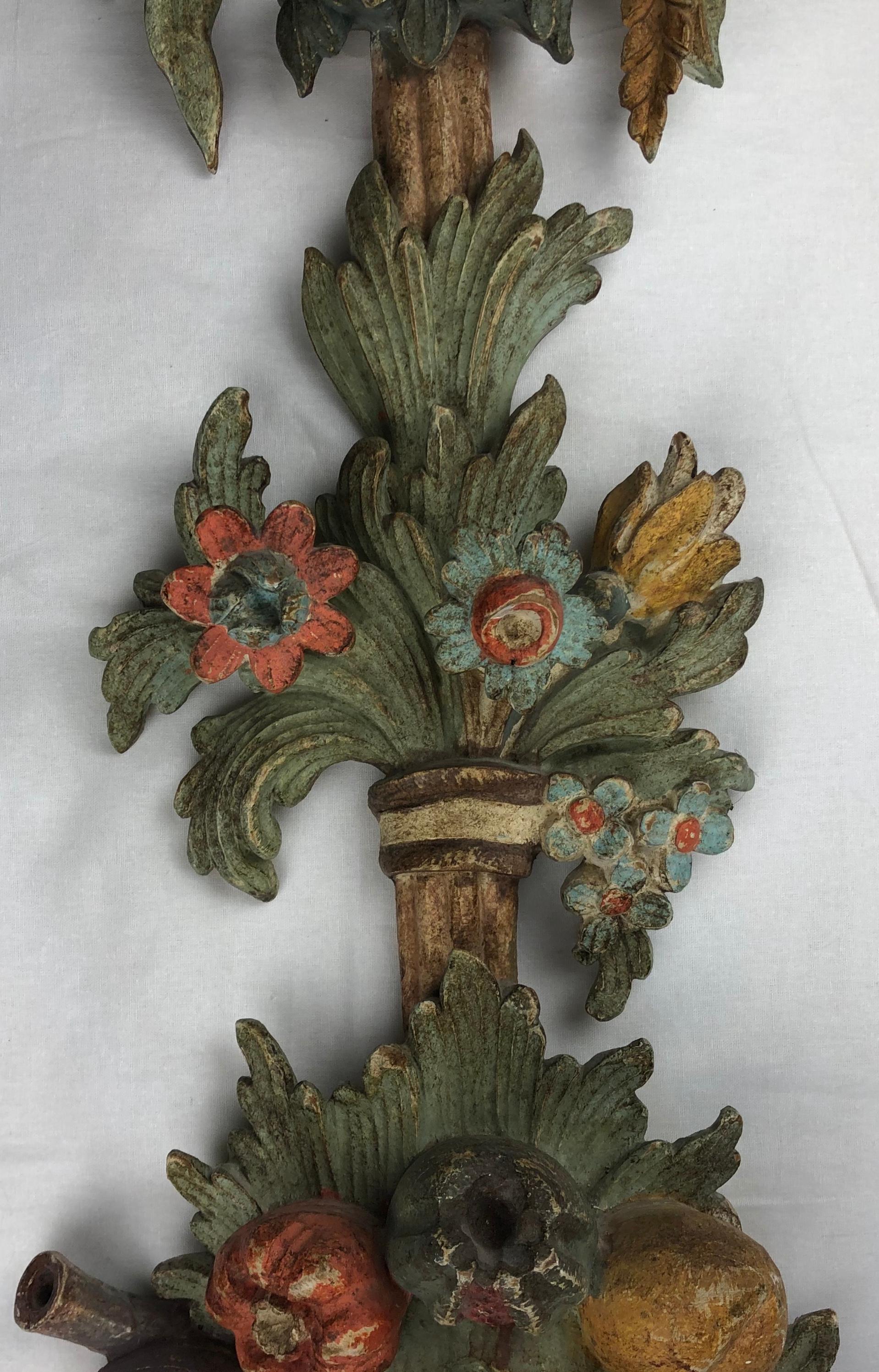 Large Italian Renaissance Hand Carved Wall Sconce — detail 7