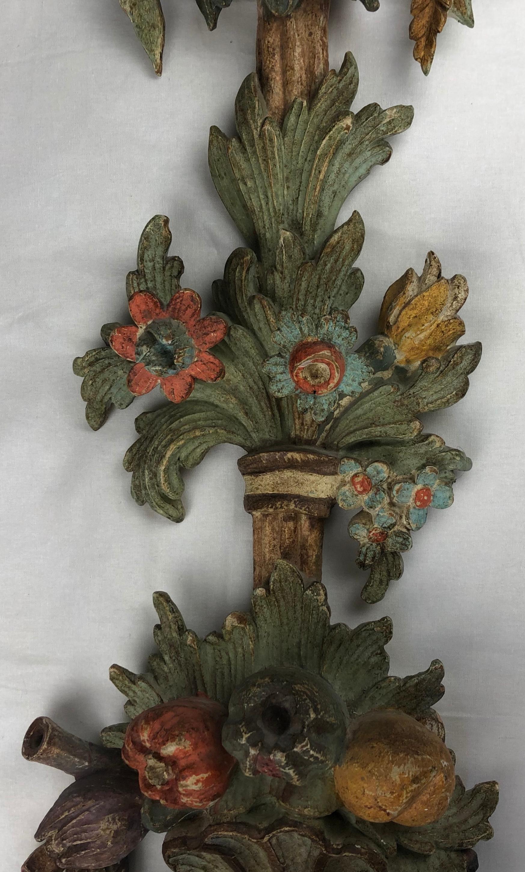 Large Italian Renaissance Hand Carved Wall Sconce — detail 9