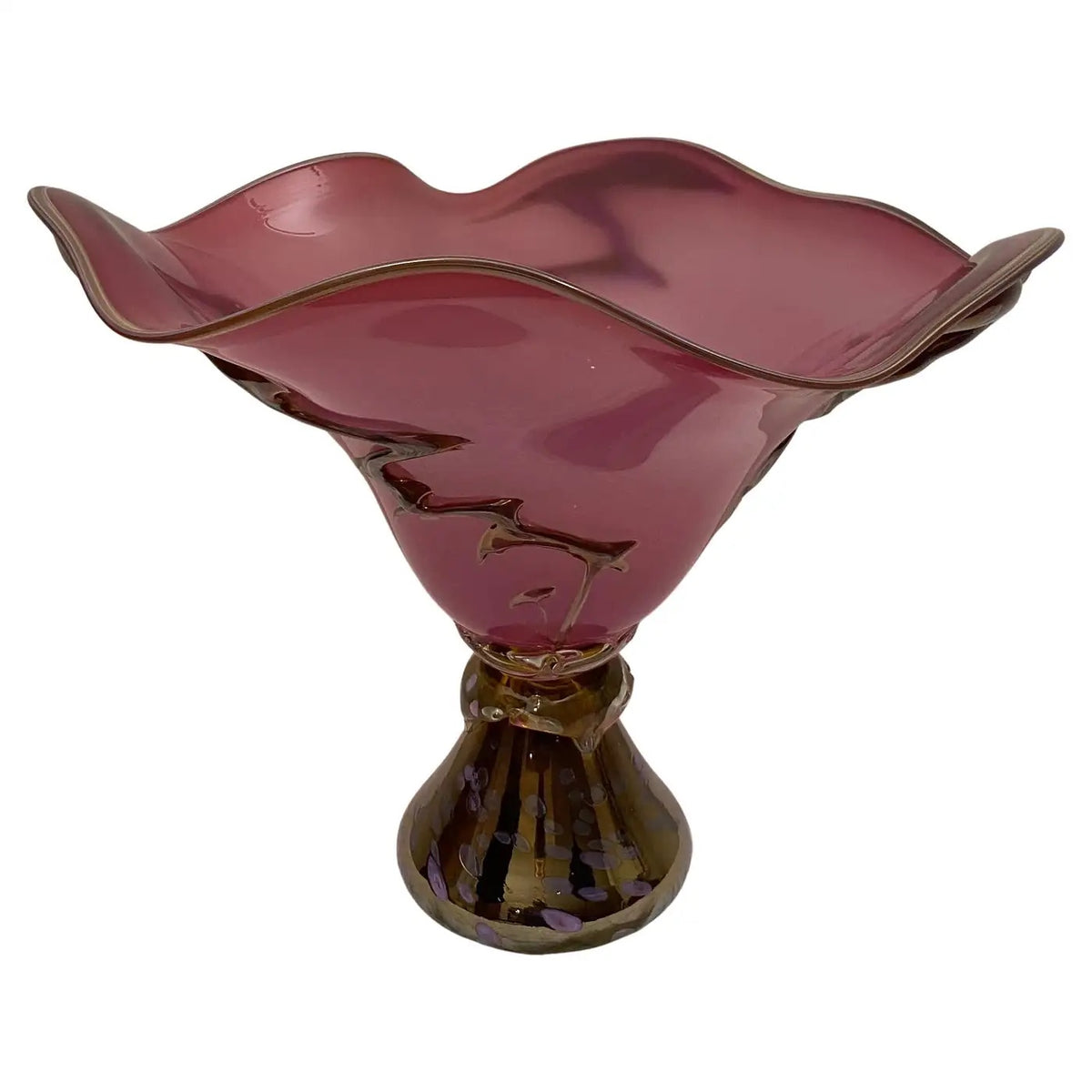 Large Murano Art Glass Centerpiece Bowl in Amethyst and Gold Aventurine, Italy, 1970s