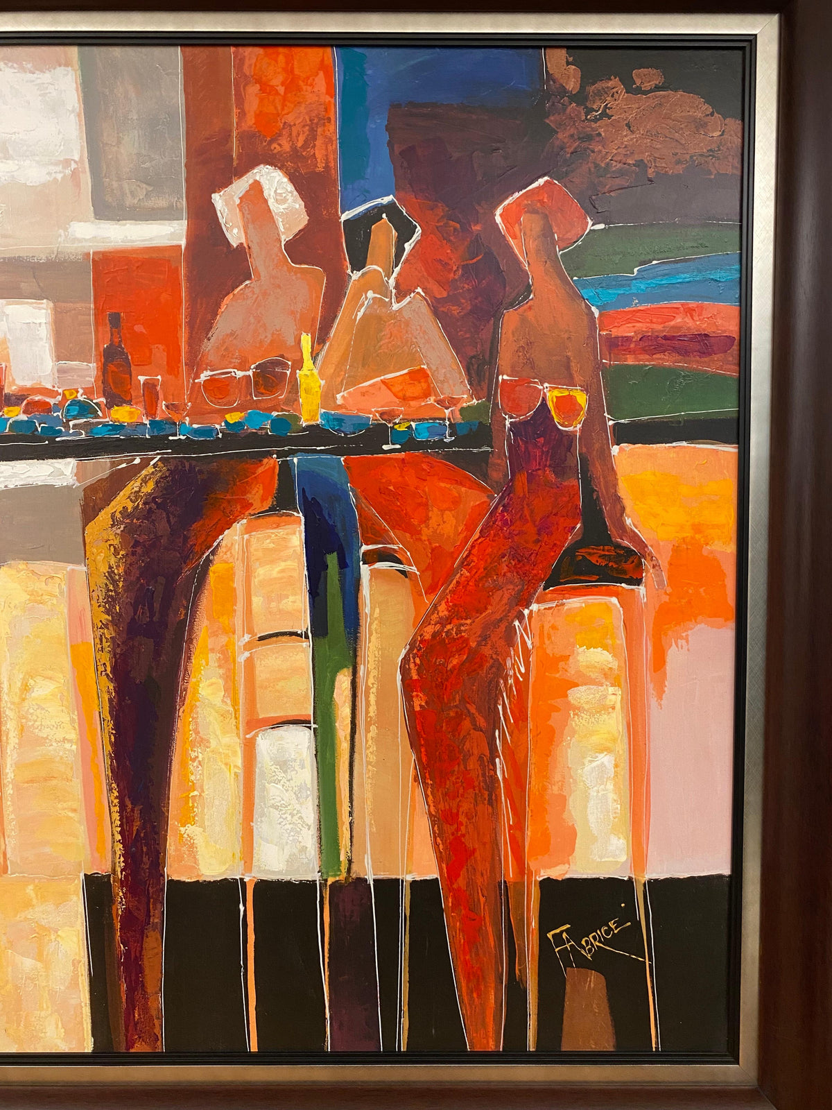 Large Hand Embellished Color Giclee on Canvas Titled "Conversation" — detail 5