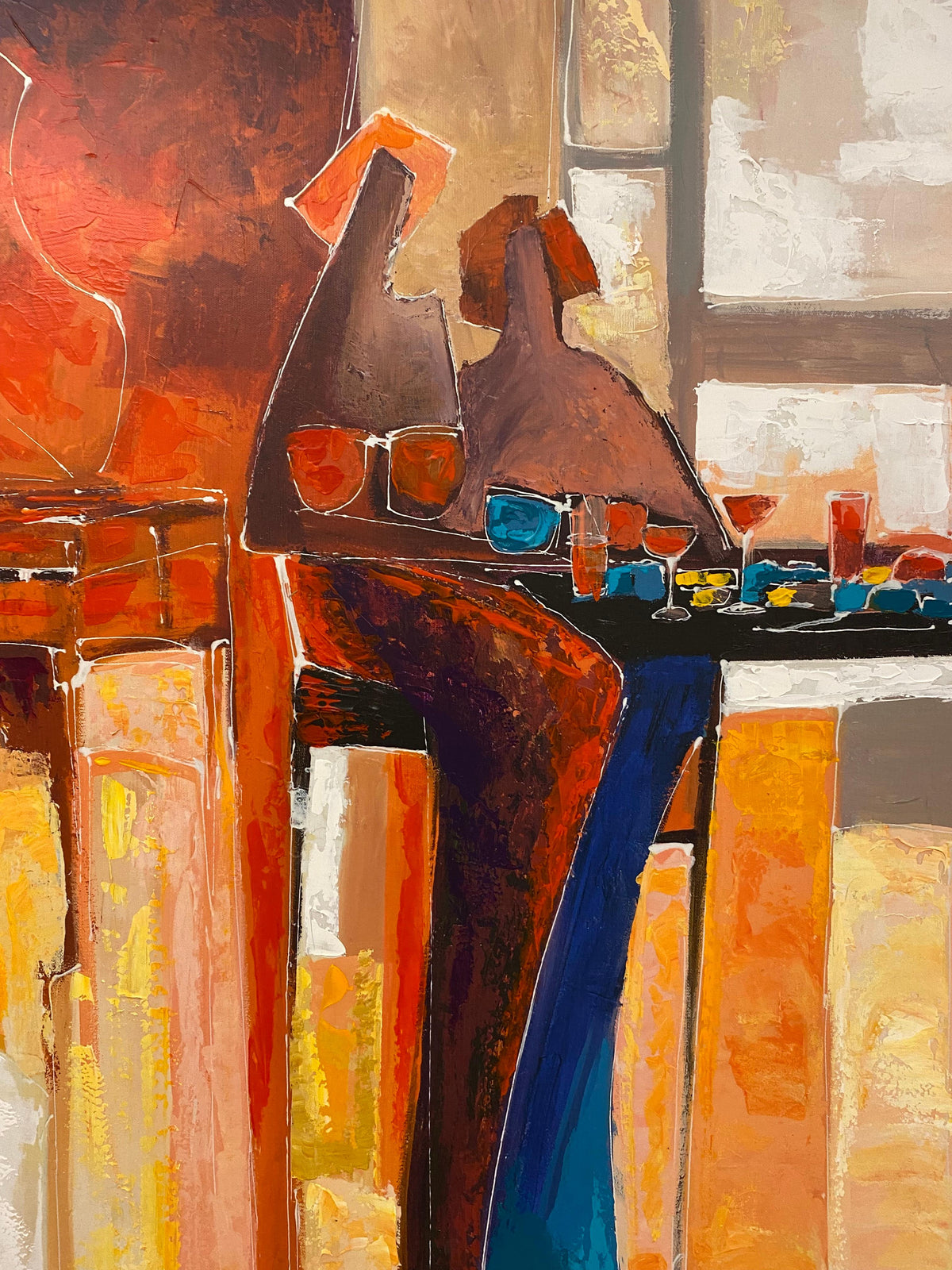 Large Hand Embellished Color Giclee on Canvas Titled "Conversation" — detail 8