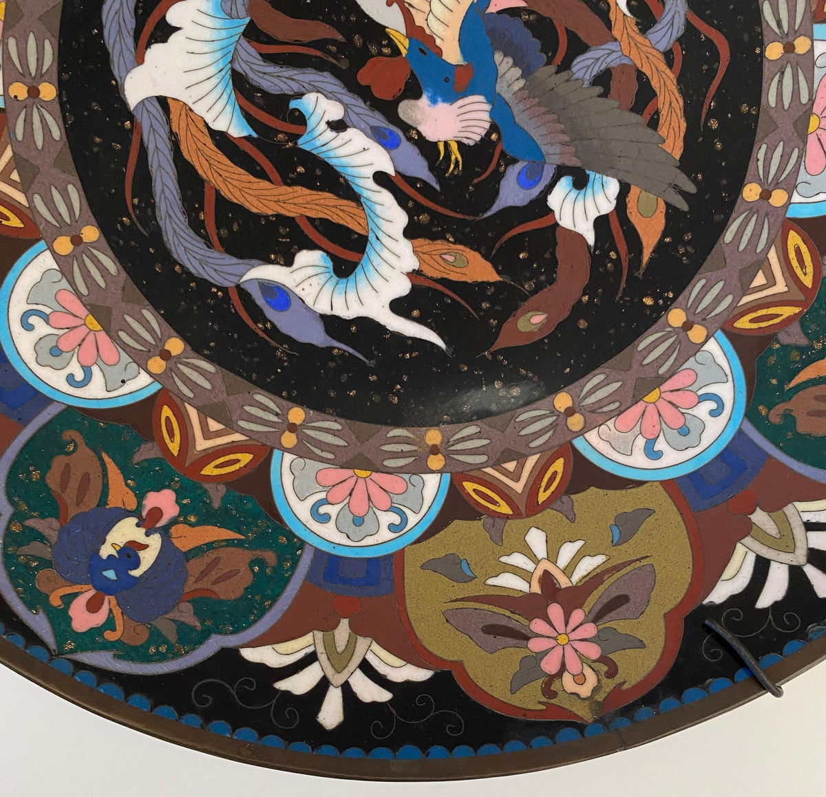 Antique Japanese Meiji Period Cloissoné Charger, Bowl or Platter — detail 5
