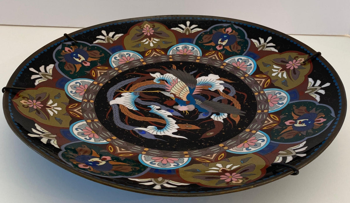Antique Japanese Meiji Period Cloissoné Charger, Bowl or Platter — detail 6