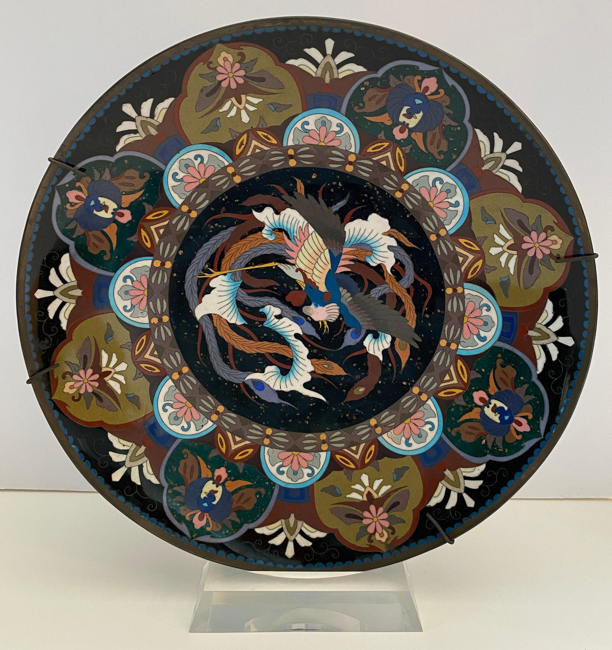 Antique Japanese Meiji Period Cloissoné Charger, Bowl or Platter — detail 2