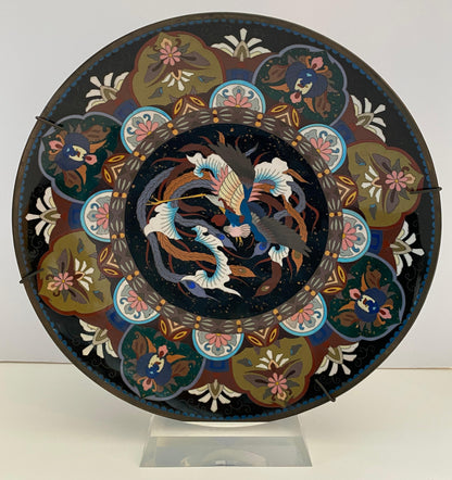 Antique Japanese Meiji Period Cloissoné Charger, Bowl or Platter — detail 2