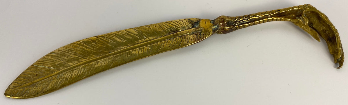 French Art Deco Bronze Claw & Quill Letter Opener, Rare Bronze Letter Opener
