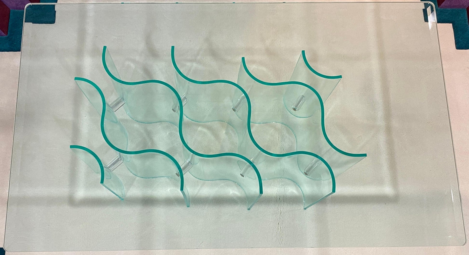 Mid-Century Modern Hollywood Regency Sculpted Lucite and Glass Coffee Table — detail 6