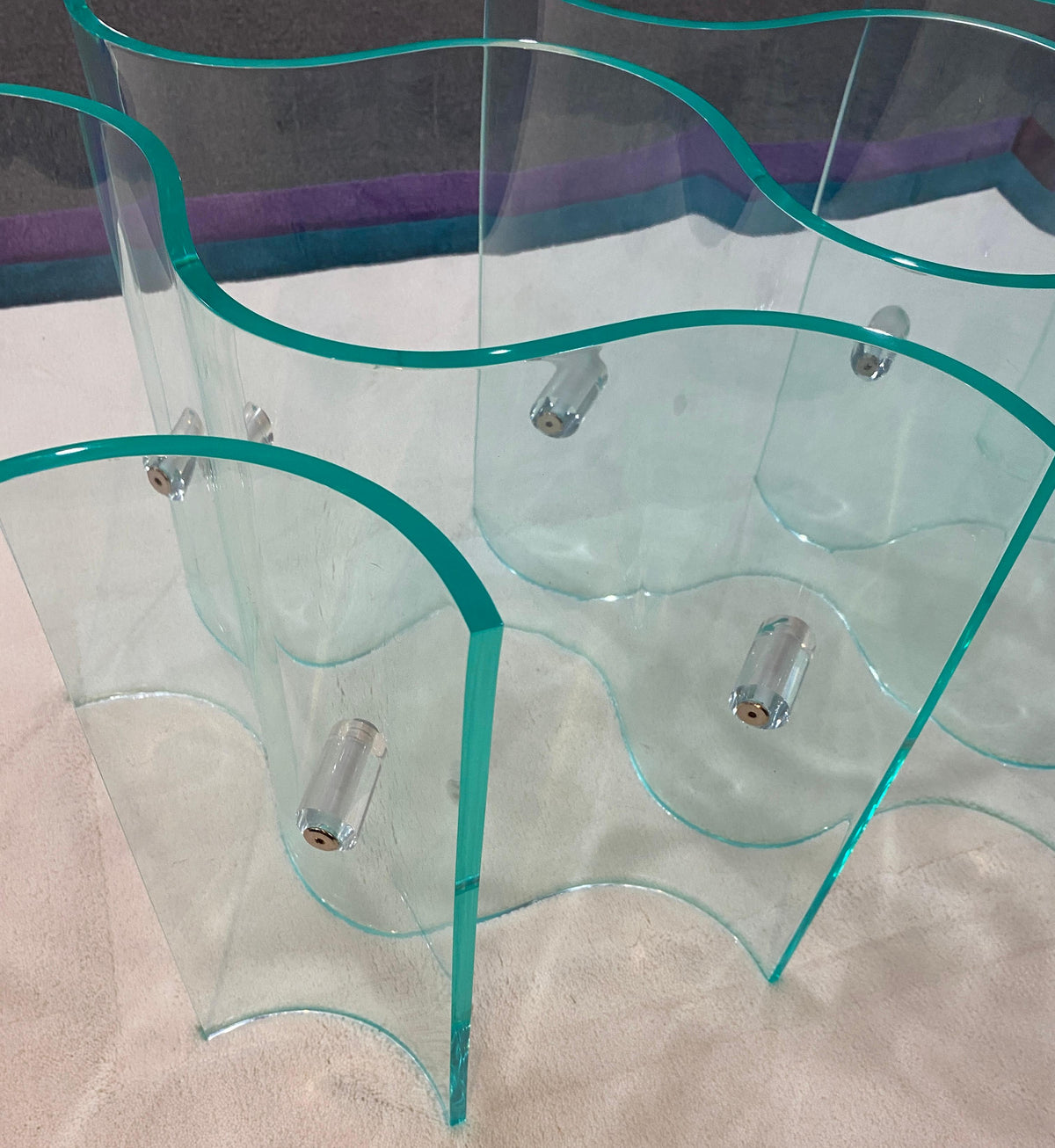 Mid-Century Modern Hollywood Regency Sculpted Lucite and Glass Coffee Table — detail 4