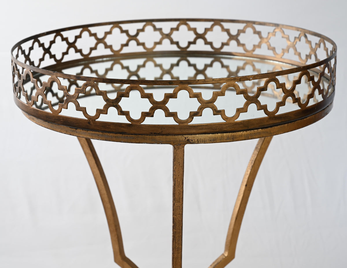 Hollywood Regency Style Side Table or End Table with Mirrored Top — detail 2
