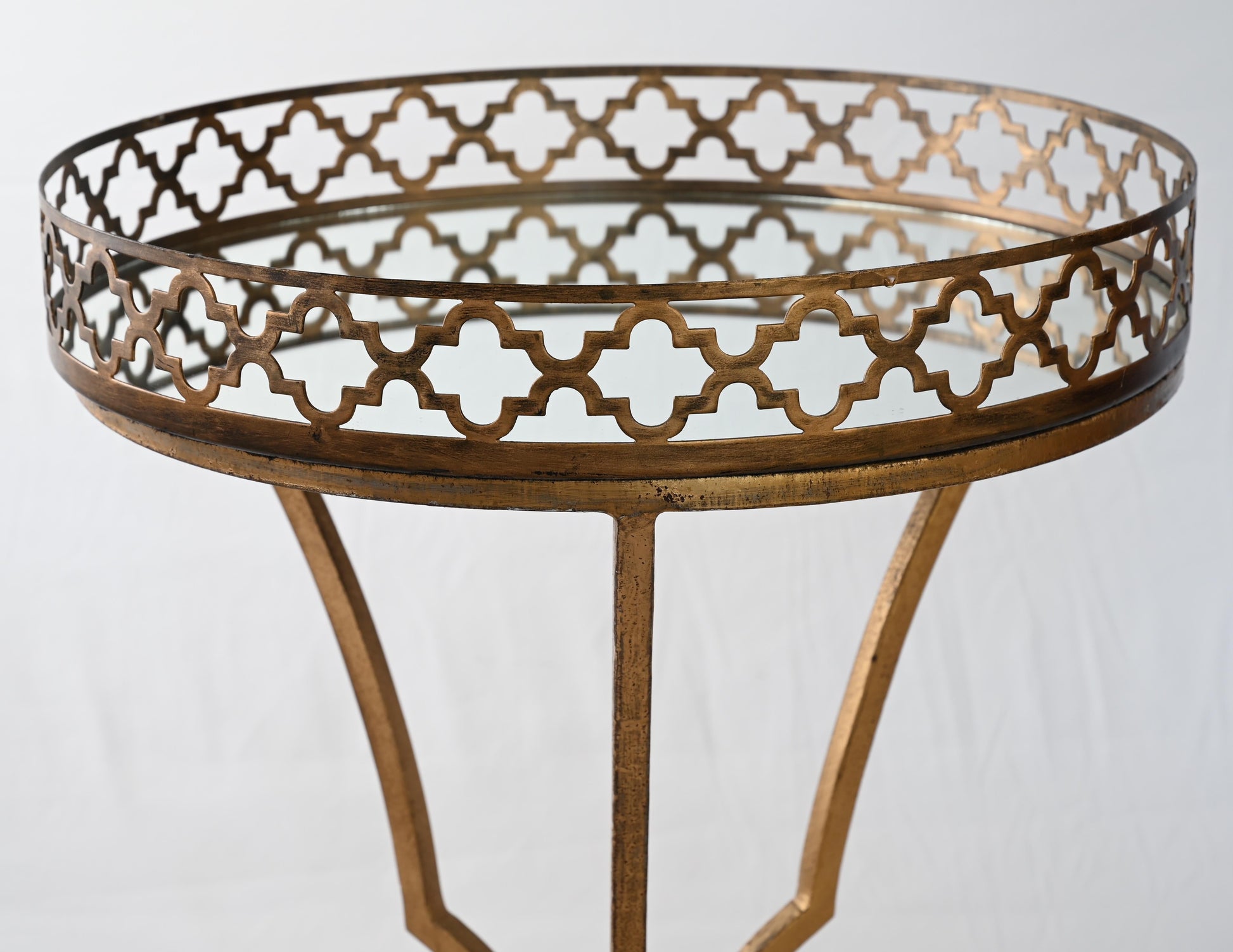 Hollywood Regency Style Side Table or End Table with Mirrored Top — detail 2