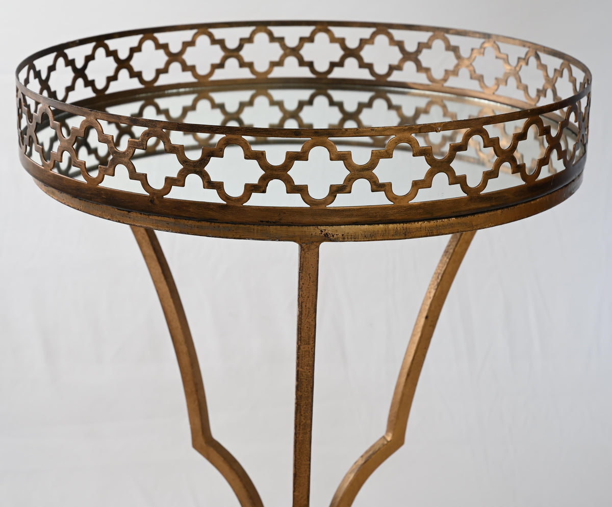 Hollywood Regency Style Side Table or End Table with Mirrored Top — detail 4