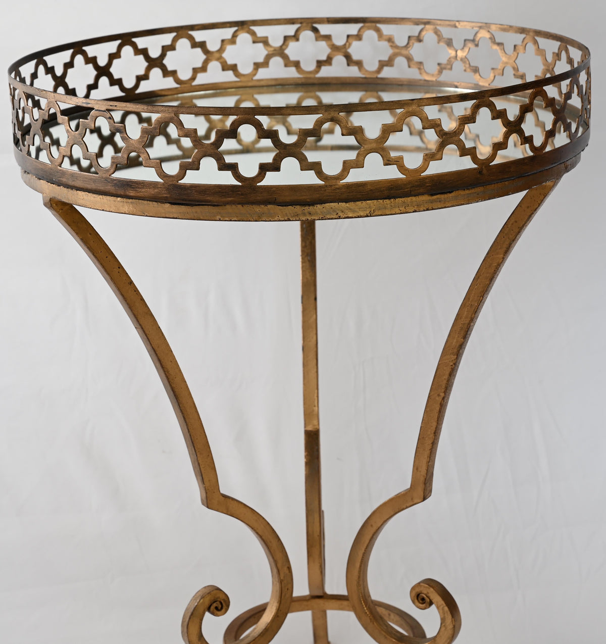 Hollywood Regency Style Side Table or End Table with Mirrored Top — detail 5