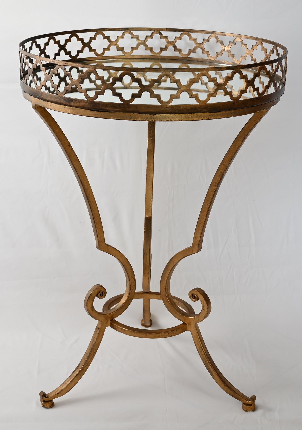 Hollywood Regency Style Side Table or End Table with Mirrored Top — detail 7
