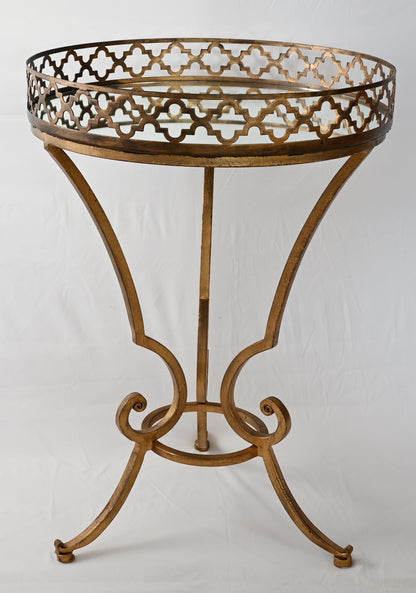 Hollywood Regency Style Side Table or End Table with Mirrored Top — detail 7