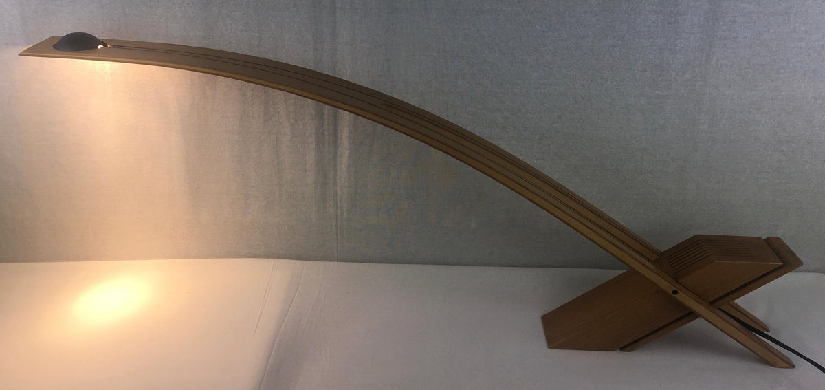 Contemporary Organic Modern Table Lamp Oakwood Base Signed — detail 12