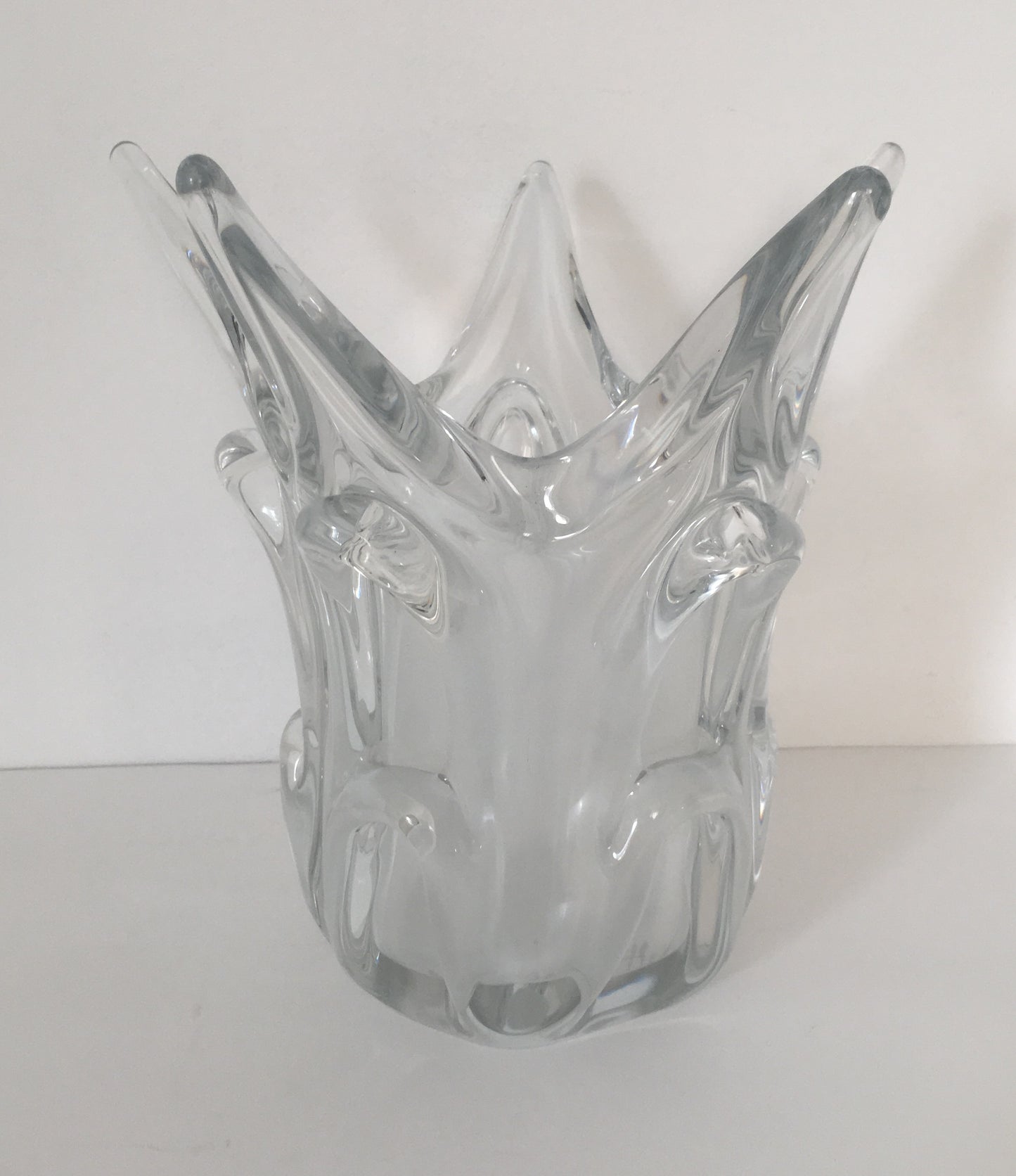 Midcentury French Molded Crystal Fluted Vase