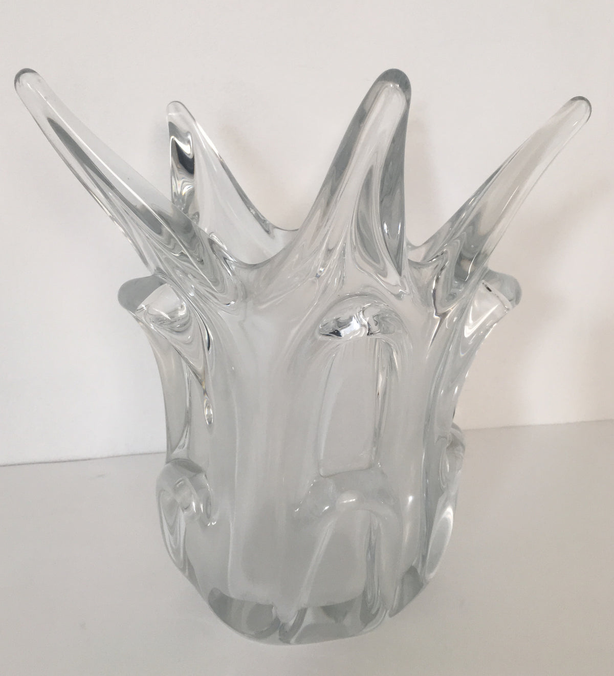 Midcentury French Molded Crystal Fluted Vase — detail 6