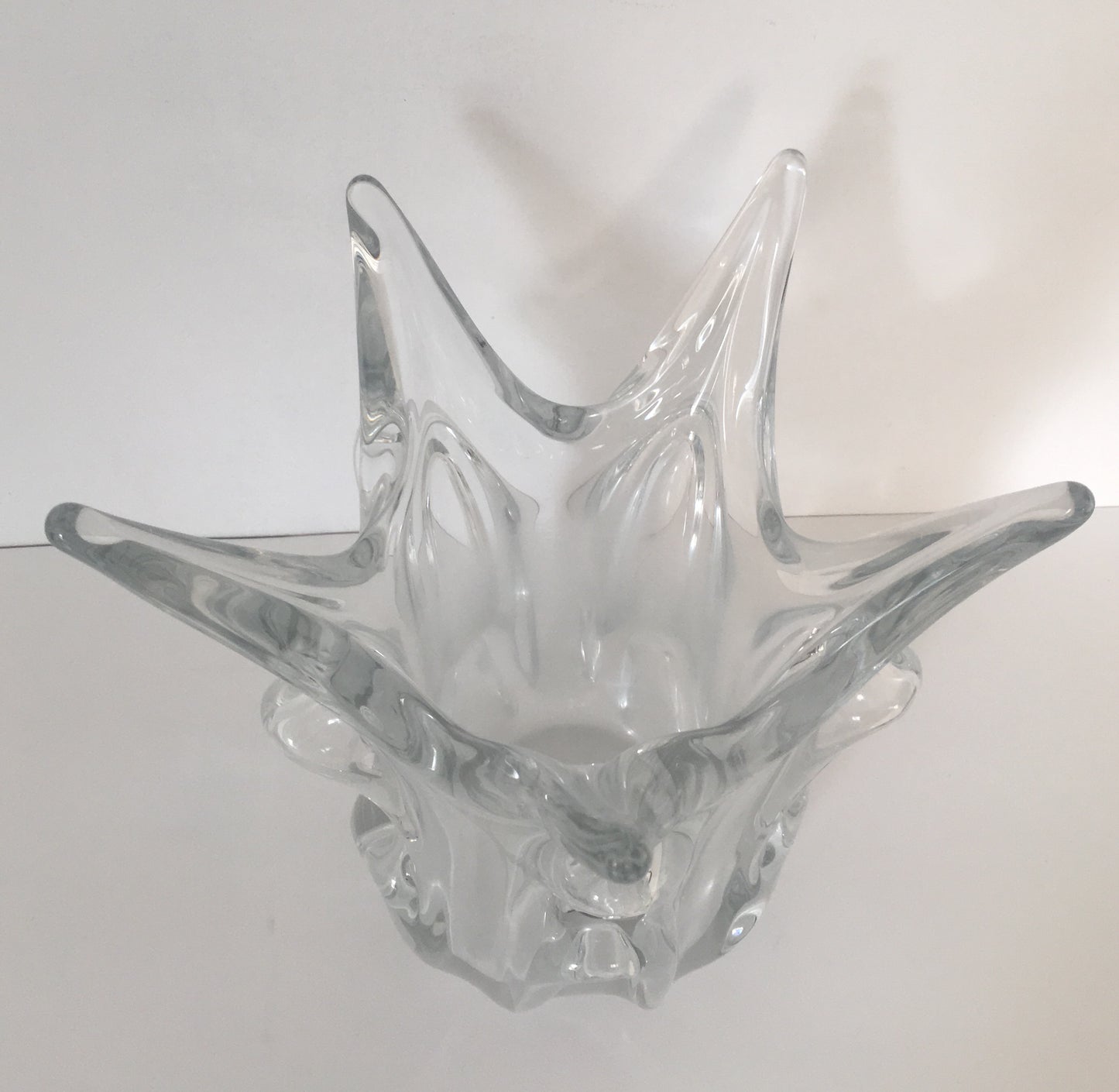 Midcentury French Molded Crystal Fluted Vase — detail 5