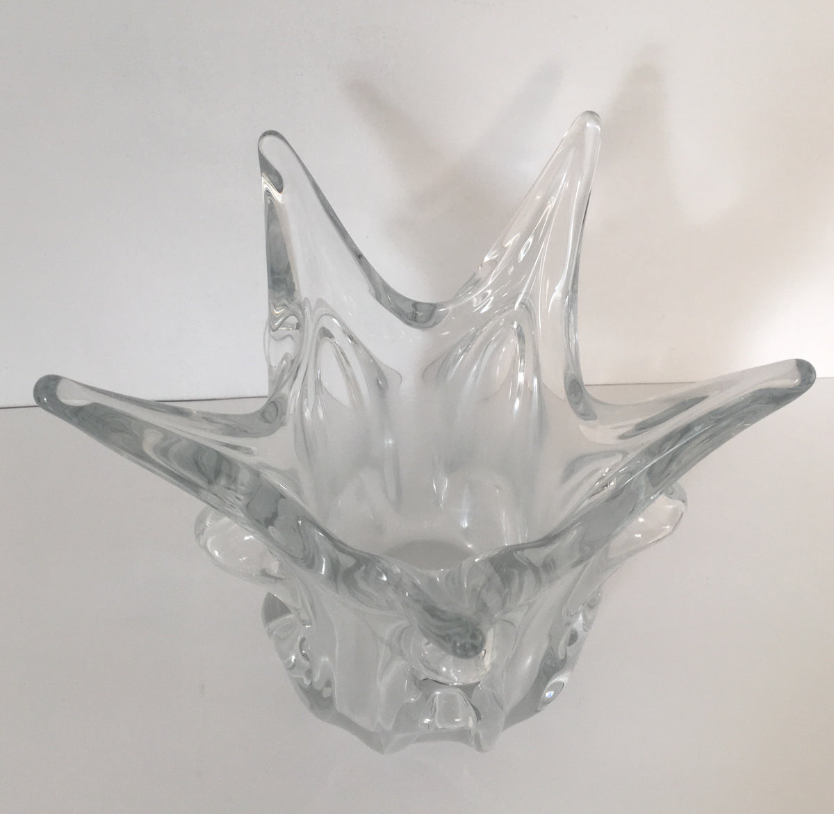 Midcentury French Molded Crystal Fluted Vase — detail 5