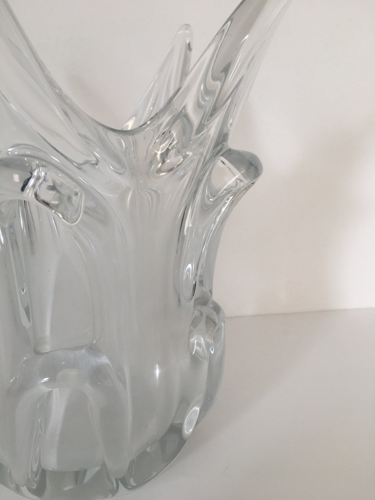 Midcentury French Molded Crystal Fluted Vase — detail 4