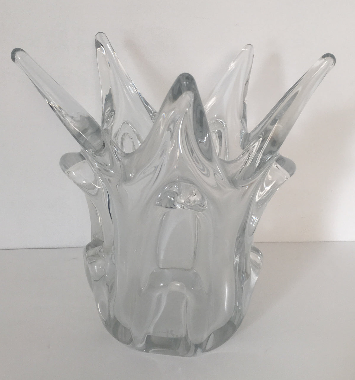 Midcentury French Molded Crystal Fluted Vase — detail 2