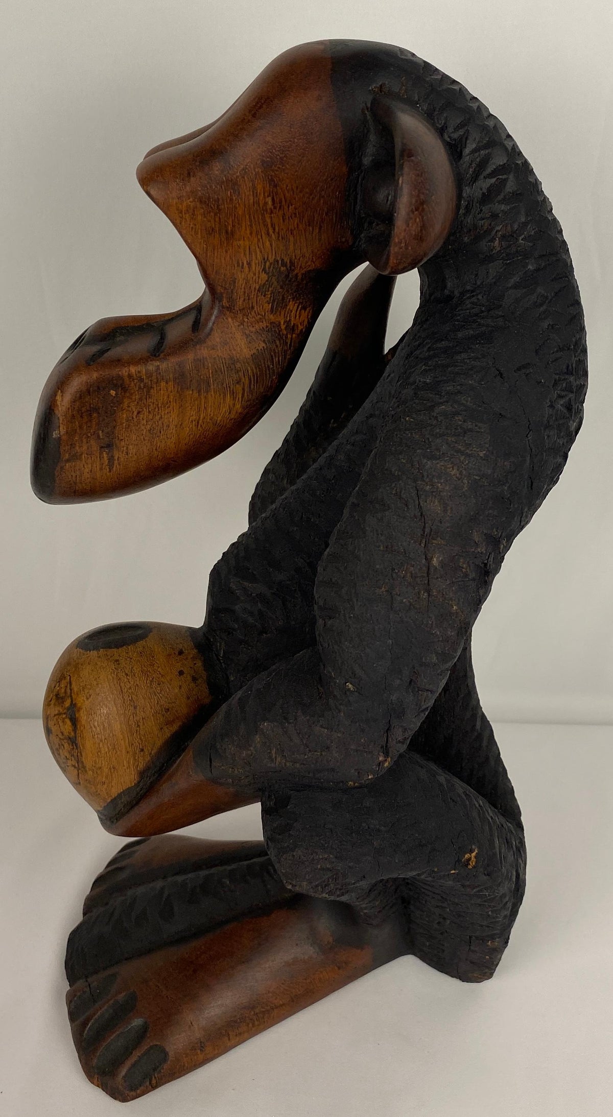 Hand-Carved Wooden African Monkey Sculpture — detail 5