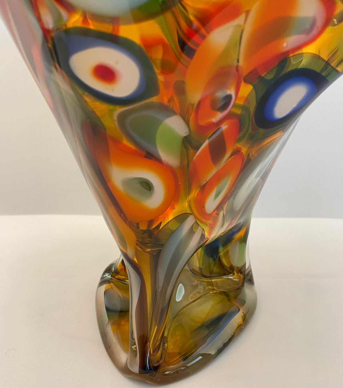 Large Multicolored Art Glass Vase, Handkerchief Design Glass Vase — detail 7