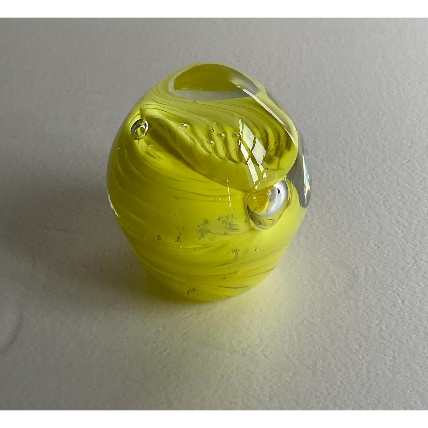 Murano Art Glass Paperweight Yellow Modern Desk Accessory — detail 5