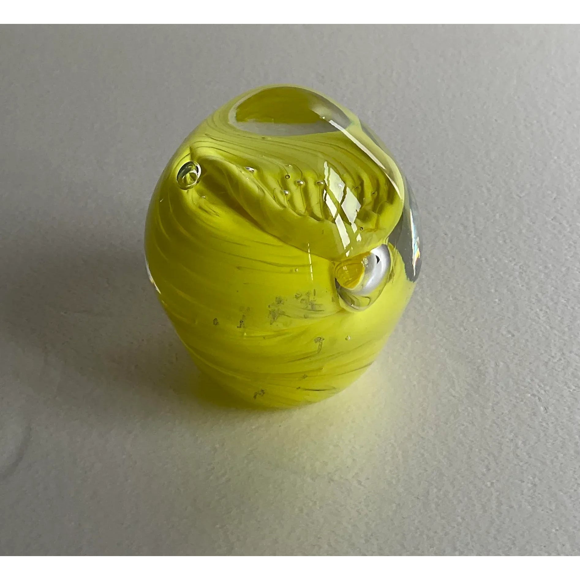 Murano Art Glass Paperweight Yellow Modern Desk Accessory — detail 5
