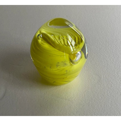 Murano Art Glass Paperweight Yellow Modern Desk Accessory — detail 5